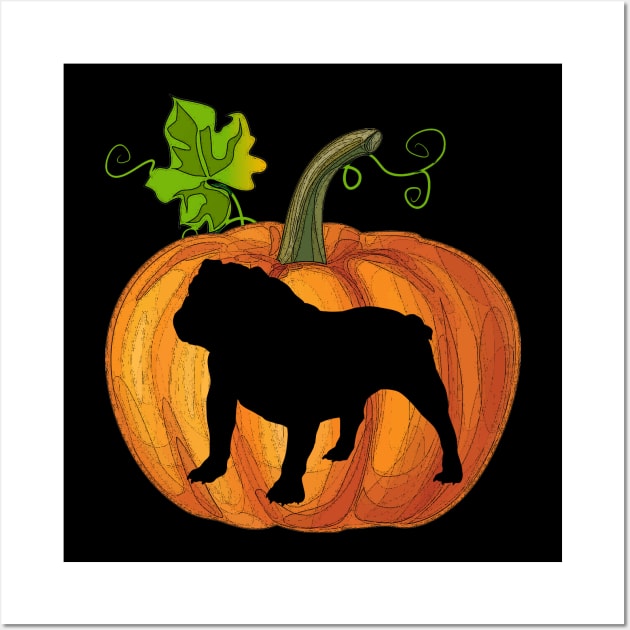 Bulldog in pumpkin Wall Art by Flavie Kertzmann